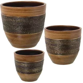 Set of Planters Alexandra House Living Brown Ceramic (3 Pieces) by Alexandra House Living, Cachepots - Ref: D1621899, Price: ...