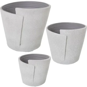 Set de Maceteros Alexandra House Living Blanco Gris Cerámica (3 Piezas) de Alexandra House Living, Maceteros - Ref: D1621913,...