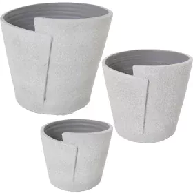 Conjunto de vasos Alexandra House Living Branco Cinzento Cerâmica (3 Peças) de Alexandra House Living, Vasos - Ref: D1621913,...