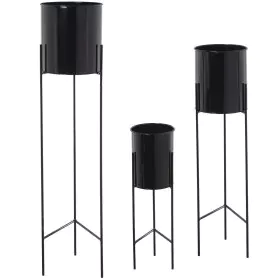 Set de Maceteros Alexandra House Living Negro Metal Con soporte (3 Piezas) de Alexandra House Living, Maceteros - Ref: D16219...