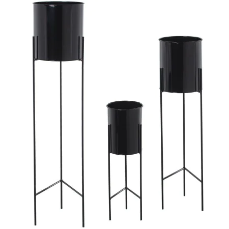 Set of Planters Alexandra House Living Black Metal With support (3 Pieces) by Alexandra House Living, Cachepots - Ref: D16219...