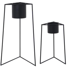 Set de pots de fleurs Alexandra House Living Noir Métal Avec support (2 Pièces) de Alexandra House Living, Cache-pots - Réf :...