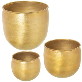 Set of Planters Alexandra House Living Golden Aluminium (3 Pieces) by Alexandra House Living, Cachepots - Ref: D1621941, Pric...