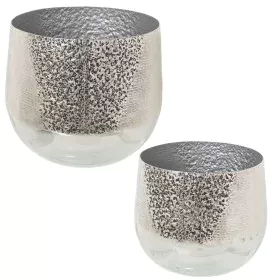 Set de pots de fleurs Alexandra House Living Argenté Aluminium (2 Pièces) de Alexandra House Living, Cache-pots - Réf : D1622...