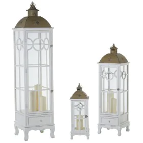 Lanterns Alexandra House Living White Wood Crystal Fir wood (3 Pieces) by Alexandra House Living, Candelabras and candle hold...