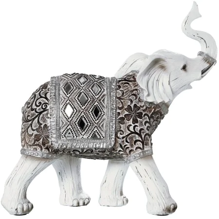 Figura Decorativa Alexandra House Living Branco Plástico Elefante 12 x 26 x 27 cm de Alexandra House Living, Colecionáveis - ...