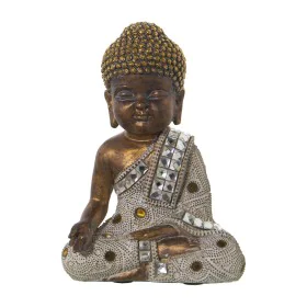 Statua Decorativa Alexandra House Living Bianco Dorato Acrilico Plastica Melammina Buddha 14 x 9 x 20 cm di Alexandra House L...