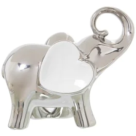 Figura Decorativa Alexandra House Living Blanco Cerámica Elefante Plateado 12 x 25 x 22 cm de Alexandra House Living, Colecci...