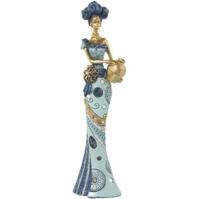 Statua Decorativa Alexandra House Living Azzurro Dorato Plastica Africana 11 x 15 x 45 cm di Alexandra House Living, Oggetti ...