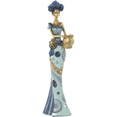 Decorative Figure Alexandra House Living Blue Golden Plastic African Woman 11 x 15 x 45 cm by Alexandra House Living, Collect...