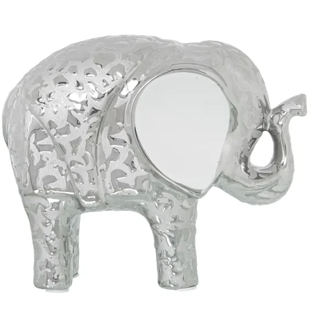 Figura Decorativa Alexandra House Living Blanco Cerámica Elefante Plateado 9 x 19 x 16 cm de Alexandra House Living, Coleccio...