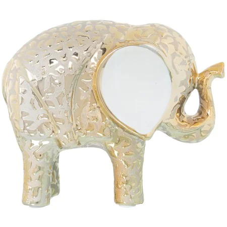 Decorative Figure Alexandra House Living White Ceramic Elephant Golden 9 x 19 x 16 cm by Alexandra House Living, Collectables...