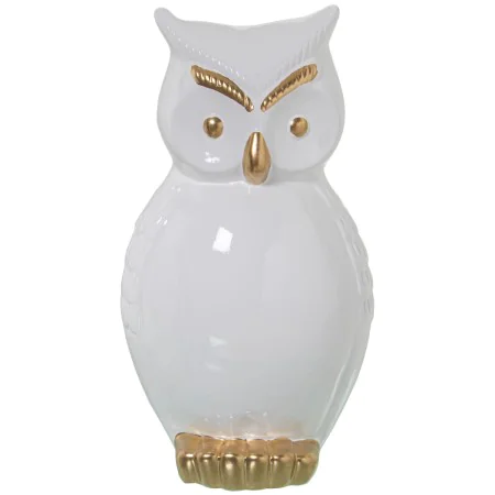 Decorative Figure Alexandra House Living White Golden Ceramic Owl 20 x 20 x 33 cm by Alexandra House Living, Collectables - R...