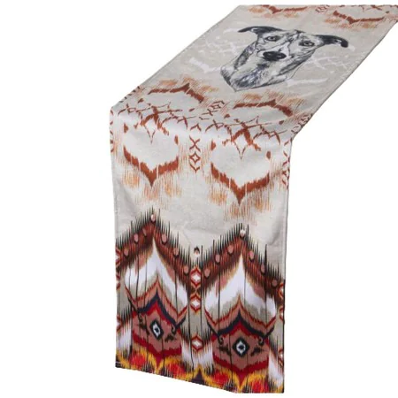 Table Runner Alexandra House Living Grey Orange Textile 180 x 30 cm Velvet Dog by Alexandra House Living, Table Runners - Ref...