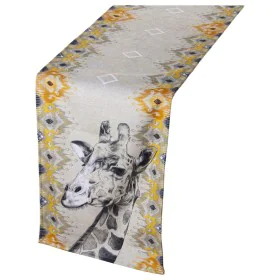 Table Runner Alexandra House Living Yellow Grey Textile 180 x 30 cm Velvet Giraffe by Alexandra House Living, Table Runners -...