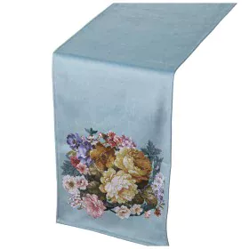 Table Runner Alexandra House Living Blue Textile 180 x 30 cm Flowers Velvet by Alexandra House Living, Table Runners - Ref: D...