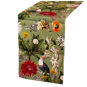 Chemin de Table Alexandra House Living Vert Textile 33 x 180 cm Coton Floral de Alexandra House Living, Chemin de table - Réf...