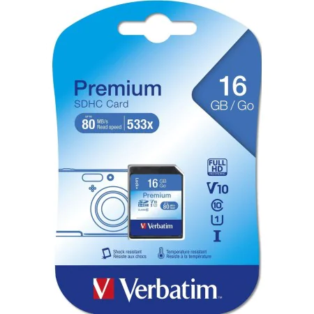 Cartão de Memória SD Verbatim PREMIUM SDHC C10/U1 16 GB de Verbatim, Cartões de memória - Ref: S7717271, Preço: 9,16 €, Desco...