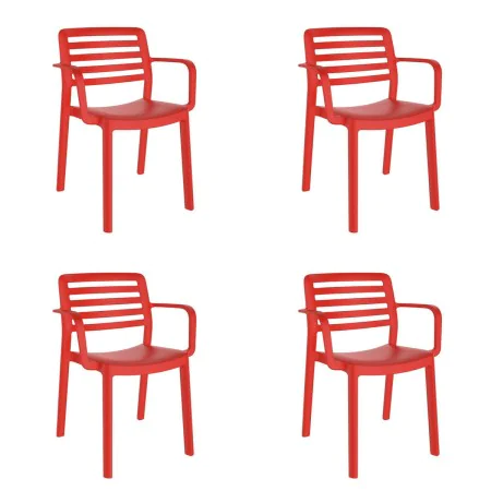 Silla de Jardín Garbar Rojo Polipropileno 58 x 78 x 54 cm 58 x 54 x 78 cm 4 Unidades (4 Piezas) de Garbar, Sillas de comedor ...