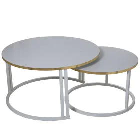 Jeu de 2 tables Alexandra House Living Blanc Gris Bois 80 x 43 x 80 cm de Alexandra House Living, Tables - Réf : D1624574, Pr...