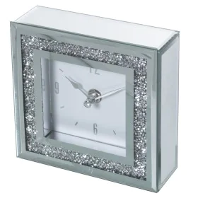 Horloge de table Alexandra House Living Gris Verre Miroir 14 x 14 x 4 cm de Alexandra House Living, Pendulettes de bureau - R...