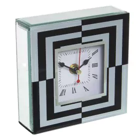 Horloge de table Alexandra House Living Blanc Noir Verre 14 x 14 x 4 cm de Alexandra House Living, Pendulettes de bureau - Ré...