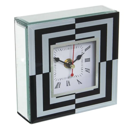 Table clock Alexandra House Living White Black Crystal 14 x 14 x 4 cm by Alexandra House Living, Desk & Shelf Clocks - Ref: D...