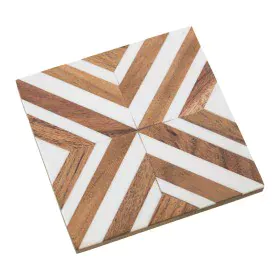 Base para Copos Alexandra House Living Branco Castanho Plástico 10 x 1 x 10 cm 4 Peças de Alexandra House Living, Base para c...