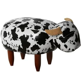 Puff Alexandra House Living Blanco Negro Madera Vaca 50 x 32 x 32 cm de Alexandra House Living, Puffs - Ref: D1625517, Precio...