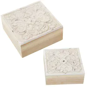 Set di Scatole Decorative Alexandra House Living Bianco Marrone Legno 2 Pezzi di Alexandra House Living, Scatole decorative -...