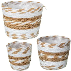 Set di vasi da fiori Alexandra House Living Bianco Rattan Fibra naturale 3 Pezzi di Alexandra House Living, Cachepot - Rif: D...