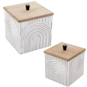 Juego de Cajas Decorativas Alexandra House Living Blanco Marrón Madera 2 Piezas de Alexandra House Living, Cajas - Ref: D1633...