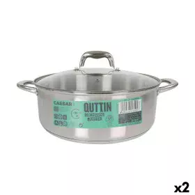 Casserole with glass lid Quttin Caesar Steel ø 30 x 11,5 cm (2 Units) by Quttin, Casserole pans - Ref: S2226638, Price: 52,99...