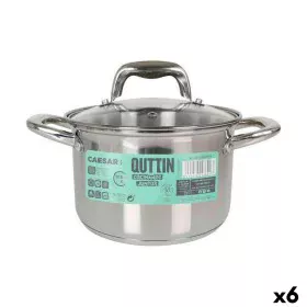 Pot with Glass Lid Quttin Caesar Steel ø 18 x 12,5 cm (6 Units) by Quttin, Braising Pans - Ref: S2226641, Price: 77,69 €, Dis...