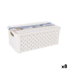 Storage Box with Lid Tontarelli Arianna Plastic White 4 L 29 x 16,6 x 11,2 cm (8 Units) by Tontarelli, Storage boxes and ches...