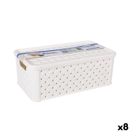 Caja de Almacenaje con Tapa Tontarelli Arianna Plástico Blanco 4 L 29 x 16,6 x 11,2 cm (8 Unidades) de Tontarelli, Cajas y ar...