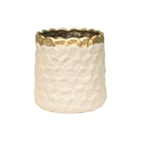 Macetero Romimex Blanco Dorado Porcelana 17 x 16 x 17 cm de Romimex, Maceteros - Ref: D1628654, Precio: 27,31 €, Descuento: %