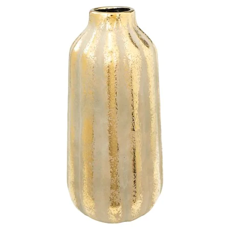 Vaso Romimex Dourado Porcelana Riscas 17 x 35 x 17 cm de Romimex, Jarrões - Ref: D1628656, Preço: 56,46 €, Desconto: %