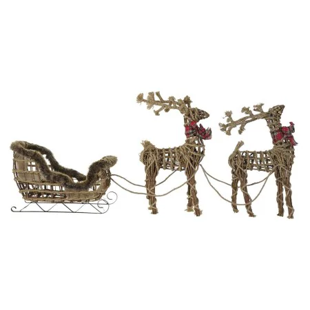 Trineo DKD Home Decor Marrón Yute Metal Mimbre Plástico 54 x 29 x 33 cm (3 Piezas) de DKD Home Decor, Navidad - Ref: S3025429...