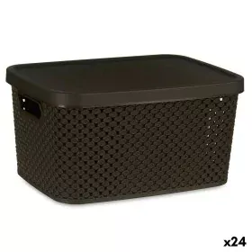 Caixa de Armazenagem com Tampa Castanho Plástico 3,5 L 17,5 x 12,5 x 24 cm (24 Unidades) de Kipit, Caixas e baús de arrumação...