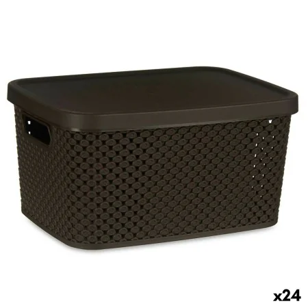 Storage Box with Lid Brown Plastic 3,5 L 17,5 x 12,5 x 24 cm (24 Units) by Kipit, Storage boxes and chests - Ref: S3626519, P...