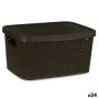 Storage Box with Lid Brown Plastic 3,5 L 17,5 x 12,5 x 24 cm (24 Units) by Kipit, Storage boxes and chests - Ref: S3626519, P...