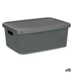 Scatola portaoggetti con coperchio Antracite Plastica 13 L 28 x 15,5 x 39 cm (12 Unità) di Kipit, Scatole e cassapanche - Rif...