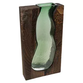 Florero Romimex Marrón Verde Madera Vidrio 18 x 32 x 6 cm de Romimex, Jarrones - Ref: D1628859, Precio: 52,70 €, Descuento: %