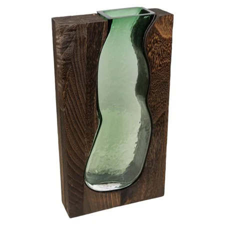 Vaso Romimex Castanho Verde Madeira Vidro 18 x 32 x 6 cm de Romimex, Jarrões - Ref: D1628859, Preço: 52,70 €, Desconto: %