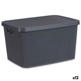 Caja de Almacenaje con Tapa Antracita Plástico 19 L 28 x 22 x 39 cm (12 Unidades) de Kipit, Cajas y arcones de almacenaje - R...