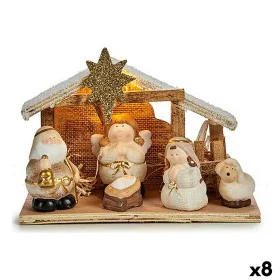 Belén de Navidad Blanco Marrón Dorado Madera Cerámica 21,5 x 15,5 x 8,5 cm (8 Unidades) de Krist+, Navidad - Ref: S3631761, P...