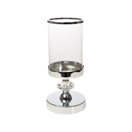 Candleholder Romimex Silver Metal Glass 12 x 26 x 12 cm by Romimex, Candelabras and candle holders - Ref: D1628878, Price: 30...