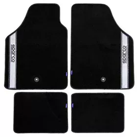 Conjunto de Tapetes de Carro Sparco Preto/Prateado Cinzento Prateado Alcatifa (4 pcs) de Sparco, Tapetes antiderrapantes - Re...