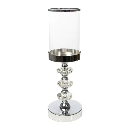 Candleholder Romimex Silver Metal Glass 12 x 34 x 12 cm by Romimex, Candelabras and candle holders - Ref: D1628880, Price: 42...